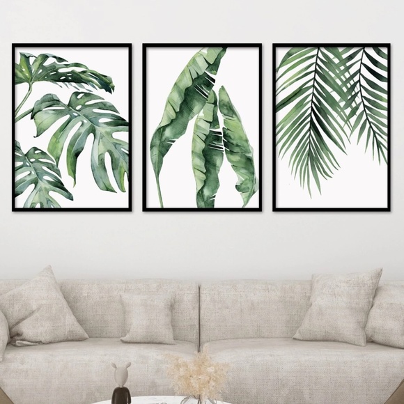 Tropical Leaves Print Canvas Wall Decor - Picture 1 of 5